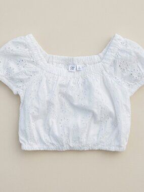 Gap Kids White Eyelet Lace Crop Top Coquette Cottagecore Boho Prairie Core XL